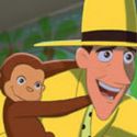 Curious George and Ted/The Man in the Yellow Hat, as seen in their traditionally-animated 2006 adventure