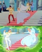 Comparison between a scene from CINDERELLA and its re-animated version in CINDERELLA III