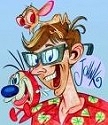 John K. self-portrait featuring Ren & Stimpy