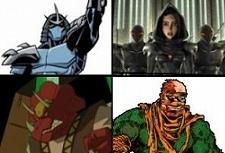 Shredder (top, left), Karai and Foot Ninjas (top, left), Triceraton (bottom, left), Rat King (bottom, right)