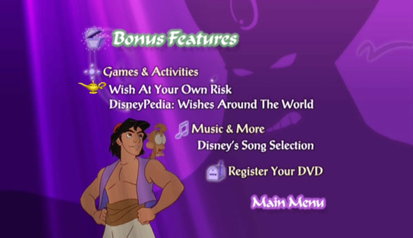 aladdin dvd menu